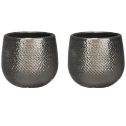 Mica Decorations Bloempot - Bronskleurig - Keramiek - 14 X 12 Cm -Groene Hoek 1f60067d40814c5a8291fc379ac5ca77