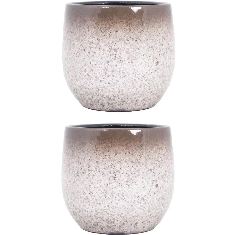 Floran Plantenpot - Wit - Met Flakes - Mat - Keramiek - 23 X 21 Cm 4 Floran Plantenpot - Wit - Met Flakes - Mat - Keramiek - 23 X 21 Cm - Afbeelding 2