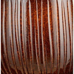 Mica Decorations Plantenpot Keramiek - Bruin Glans/ribbels - D25/H20cm -Groene Hoek 357d5225526e4db18ae3e6422493b0c5