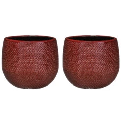 Mica Decorations Bloempot - Bordeaux - Ribbel - Keramiek - 16 X 14 Cm -Groene Hoek 3c6fcff2965b44688b703888a26ba7a4