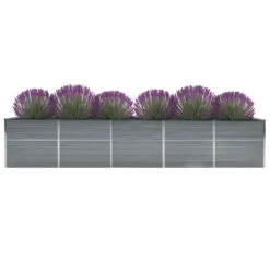 VidaXL Plantenbak Verhoogd 400x80x45 Cm Gegalvaniseerd Staal Grijs -Groene Hoek 3e2528f640674d22970f71c0816b1797