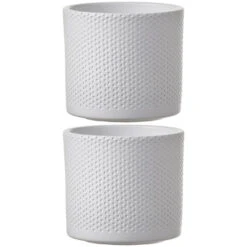 Mica Decorations Plantenpot - Wit - Relief - Keramiek - 15 X 13 Cm -Groene Hoek 429571753f2d4b12aff0e58b5b19789b