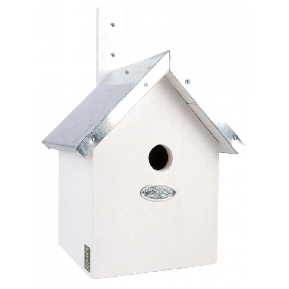 Best For Birds Vogelhuisje - Wit - Hout - 19 X 18 X 31 Cm 4 Best For Birds Vogelhuisje - Wit - Hout - 19 X 18 X 31 Cm - Afbeelding 2