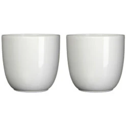 Mica Decorations Bloempot - Wit - Keramiek - 14 X 14 Cm -Groene Hoek 4f3a7c4aea0a45f4b487ef90d65796c3