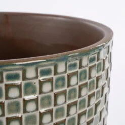 Mica Decorations Daan Bloempot - H17,5 X Ø19 Cm - Wit -Groene Hoek 4fc0f3f2a3734ce8863c550e72d433e7