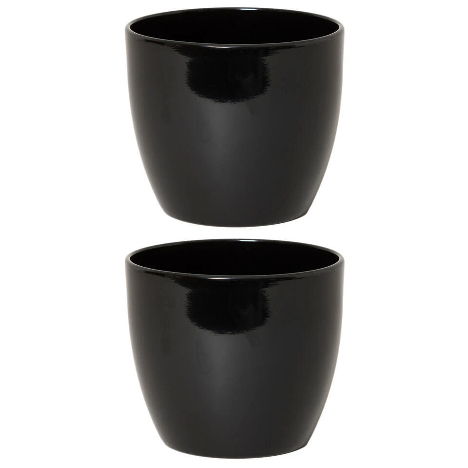 Floran Bloempot - Zwart - Glanzend - Keramiek - 32 X 27 Cm 4 Floran Bloempot - Zwart - Glanzend - Keramiek - 32 X 27 Cm - Afbeelding 2