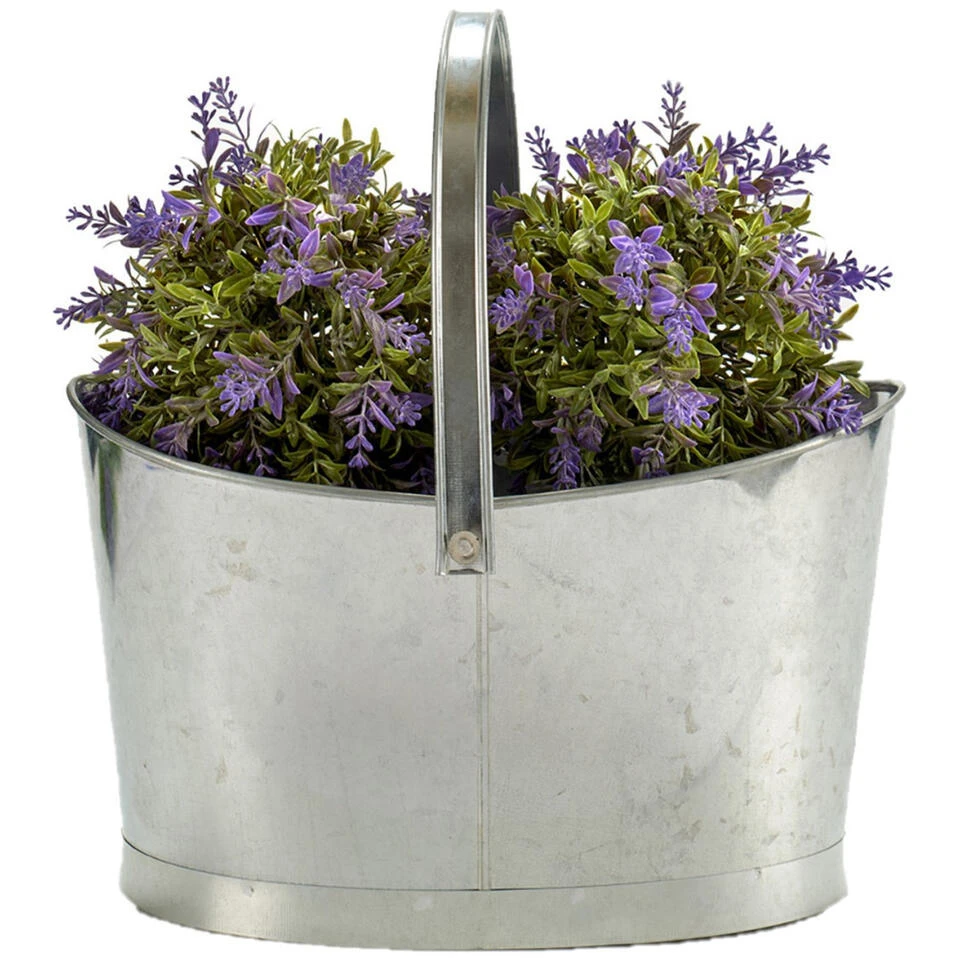 Ibergarden Plantenbak - Zink - Mand - 36 X 20 X 21 Cm 4 Ibergarden Plantenbak - Zink - Mand - 36 X 20 X 21 Cm - Afbeelding 2