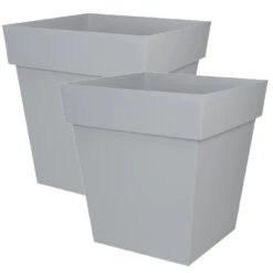 EDA Bloempot Toscane - Vierkant - Grijs - Kunststof - L32xH32 Cm -Groene Hoek 5b9c15e5a9ce4f0bb6eaf7e5620255d1