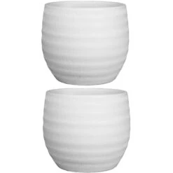 Floran Bloempot - Wit - Mat - Relief - Keramiek - 17 X 14 Cm -Groene Hoek 61d5ee40a441473ea480f5f87c478569