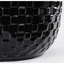 Mica Decorations - Plantenpot-bloempot - Keramiek Zwart - D12 X H11 Cm -Groene Hoek 62c617bd968b463fa5344b1da2a31157