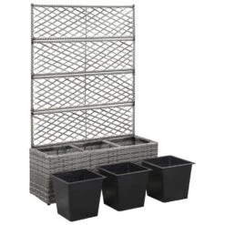 VidaXL Latwerkplantenbak Verhoogd Met Potten 83x30x130 Cm Rattan Grijs 9 VidaXL Latwerkplantenbak Verhoogd Met Potten 83x30x130 Cm Rattan Grijs -Groene Hoek 7615f9226de24c43a7169601842a0b85