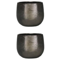 Mica Decorations Bloempot - Bronskleurig - Keramiek - 18 X 16 Cm -Groene Hoek 876dd1c92cdd45468e7fd76305b008f9