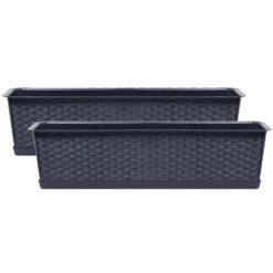 Prosperplast Plantenbak - Rotan - Rechthoek - Grijs - 40 X 17 X 15 Cm -Groene Hoek 8b4df9024b6549e6a1e7a4d598112dc1