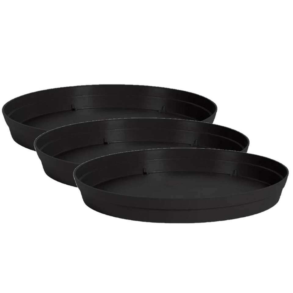 EDA Bloempot - Toscane - Onderschaal - Zwart - Kunststof - D28 Cm 5 EDA Bloempot - Toscane - Onderschaal - Zwart - Kunststof - D28 Cm - Afbeelding 3