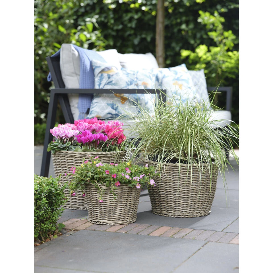 Steege Plantenpot - Rotan - Kunststof - Beige - 30 X 20 Cm 4 Steege Plantenpot - Rotan - Kunststof - Beige - 30 X 20 Cm - Afbeelding 2