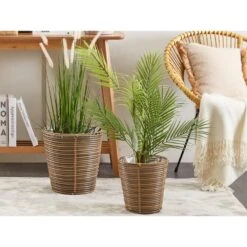 Beliani Bloem- En Plantenpotten SARTI - Bruin Pe Rotan -Groene Hoek 8f27e97f6b844fd88b705a4a24a6faa5