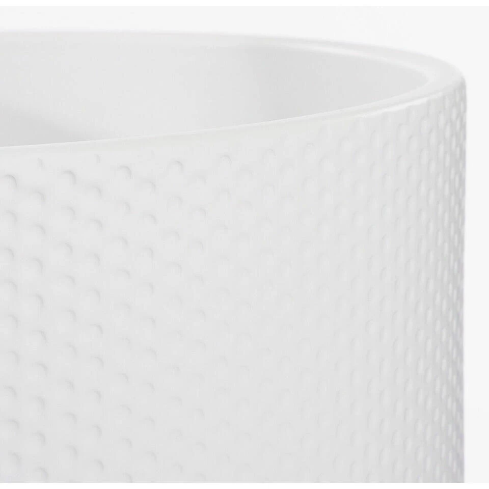 Mica Decorations Plantenpot - Wit - Relief - Keramiek - 19 X 17 Cm 4 Mica Decorations Plantenpot - Wit - Relief - Keramiek - 19 X 17 Cm - Afbeelding 2