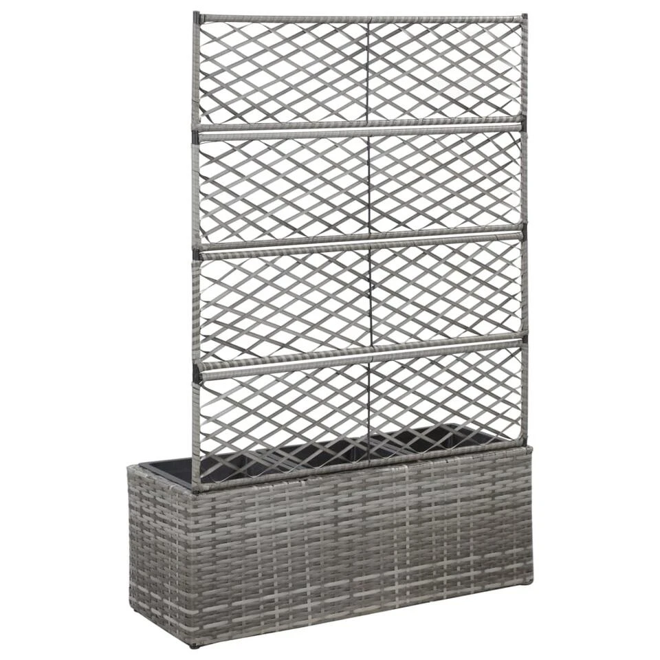 VidaXL Latwerkplantenbak Verhoogd Met Potten 83x30x130 Cm Rattan Grijs 5 VidaXL Latwerkplantenbak Verhoogd Met Potten 83x30x130 Cm Rattan Grijs - Afbeelding 3