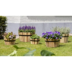 Mega Collections Plantenbak/bloempot - Hout - Bruin - D37 X H26 Cm -Groene Hoek 9ce323b01cea4fab96654caf824e8fd8