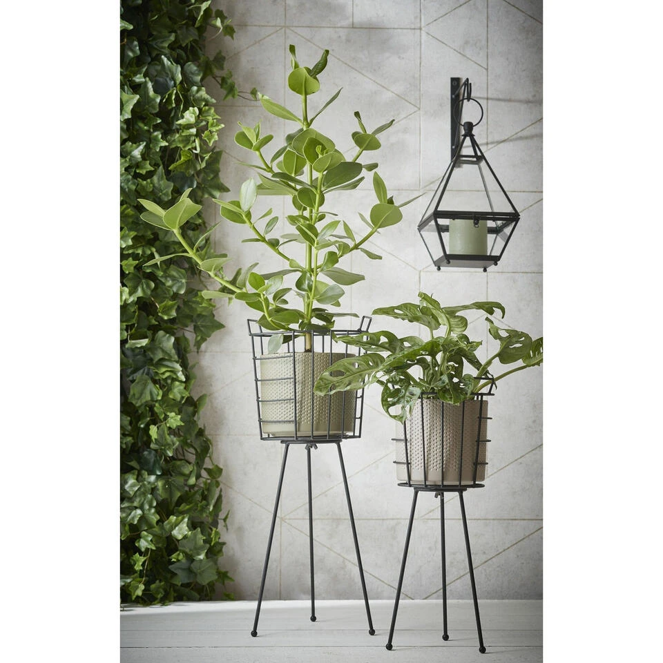 Mica Decorations Bloempot - Groentint - Gestipeld - 15 X 18 Cm 4 Mica Decorations Bloempot - Groentint - Gestipeld - 15 X 18 Cm - Afbeelding 2