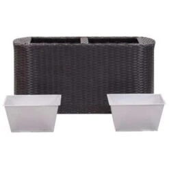VidaXL Plantenbak Verhoogd 80x25x40 Cm Poly Rattan Zwart -Groene Hoek b7022cf945ce40609b909ae5d43cd5e9