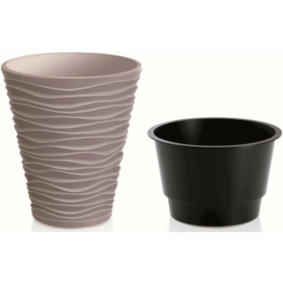 Prosperplast Plantenpot Sand Dunes - Kunststof - Beige - D30 Cm 4 Prosperplast Plantenpot Sand Dunes - Kunststof - Beige - D30 Cm - Afbeelding 2