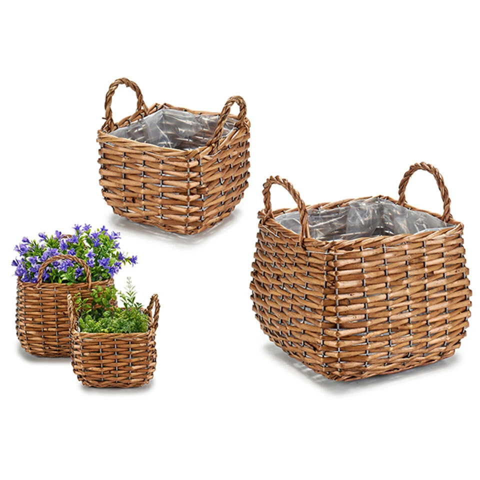 IBERGARDEN Plantenbak-mand - Gevlochten Riet - 23 X 23 X 15 Cm 4 IBERGARDEN Plantenbak-mand - Gevlochten Riet - 23 X 23 X 15 Cm - Afbeelding 2