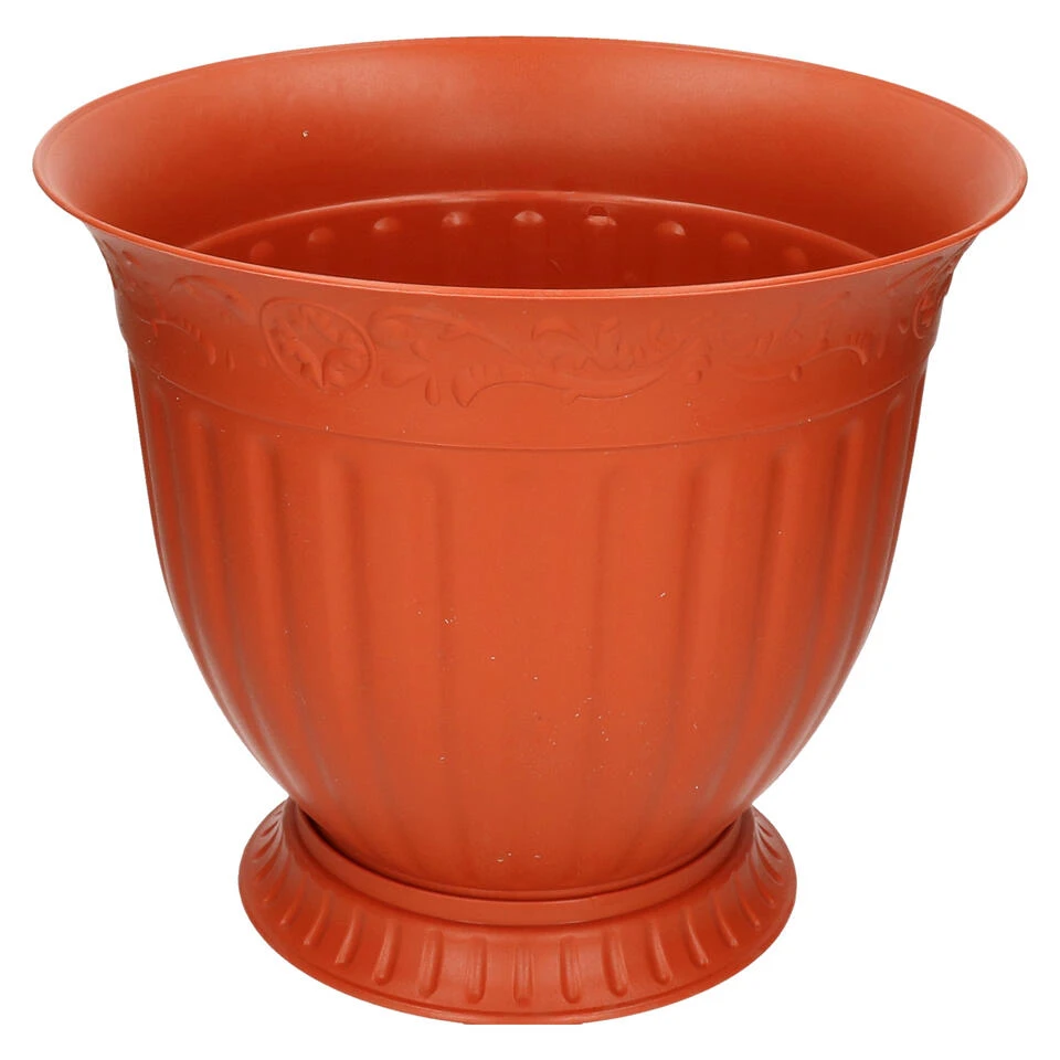 Hega Hagor Plantenpot - Bruin - Kunststof - 30 X 34 Cm - Incl. Schaal 4 Hega Hagor Plantenpot - Bruin - Kunststof - 30 X 34 Cm - Incl. Schaal - Afbeelding 2