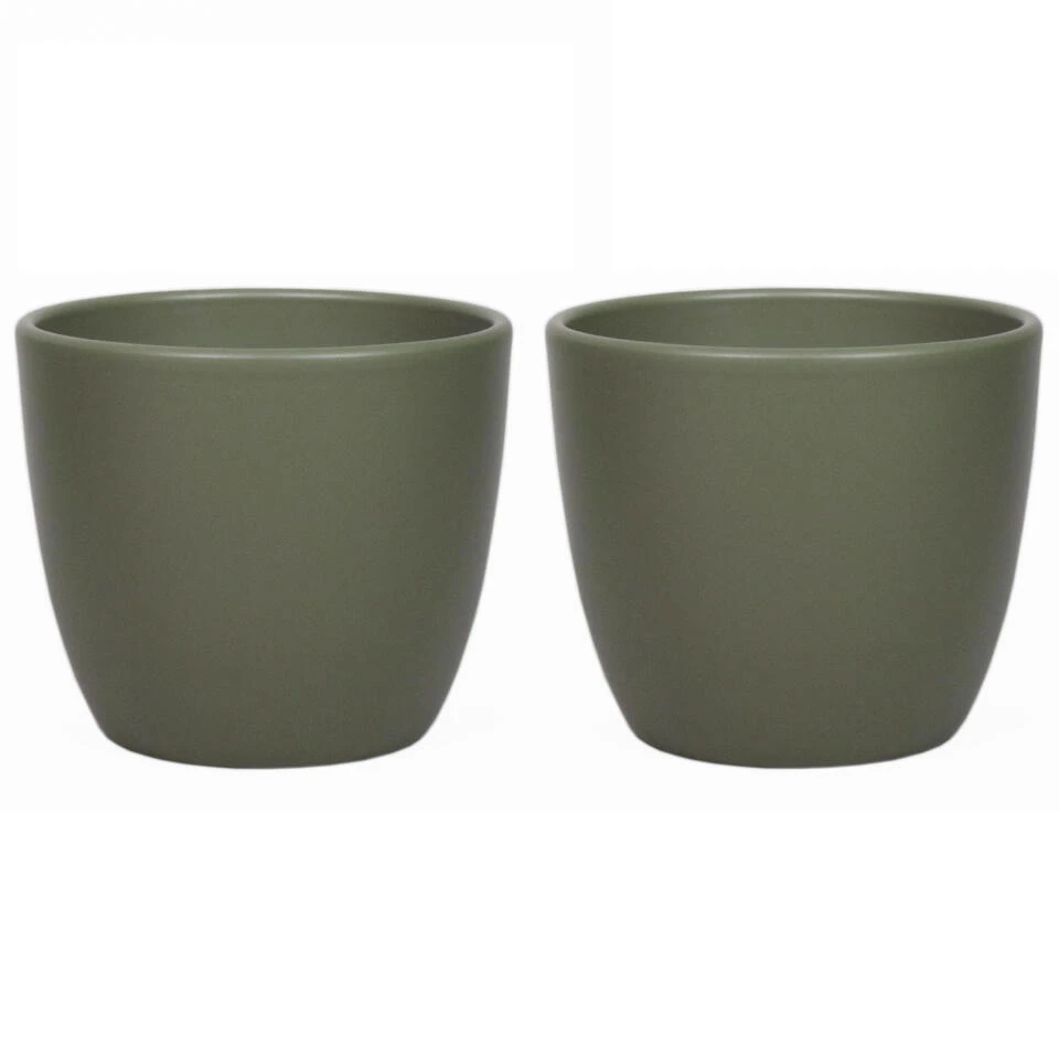 Floran Plantenpot - Groen - Mat - Keramiek - 22 X 19 Cm 4 Floran Plantenpot - Groen - Mat - Keramiek - 22 X 19 Cm - Afbeelding 2