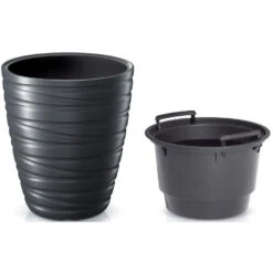 Prosperplast Plantenpot Amazing - Kunststof - Antraciet - D30 Cm -Groene Hoek dd9dc88b4ae046bda3f451ea0d062892