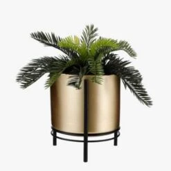 Mica Decorations Sverre Bloempot Op Standaard Zwart, Goud -Groene Hoek f022d805dd3a4e8fad26f7a4dfba0752
