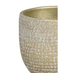 Mica Decorations Plantenpot - Terracotta - Champagne/wit - D24/H22 Cm -Groene Hoek f18a923cf76144cf83ed4a22400d8452