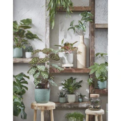 Mica Decorations Daan Bloempot - H17,5 X Ø19 Cm - Wit -Groene Hoek f2533f2482da4d878dd810ee345727af